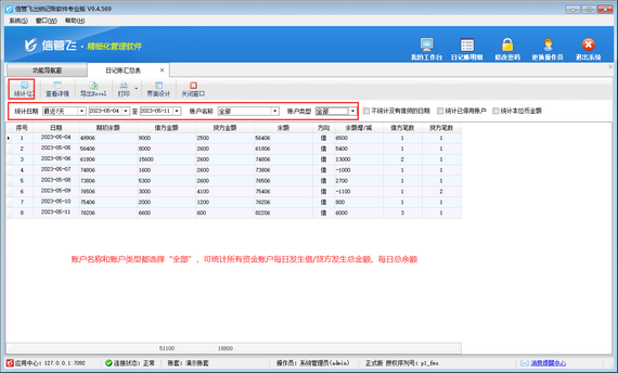 出纳记账软件如何查询每日借/贷方发生总金额？